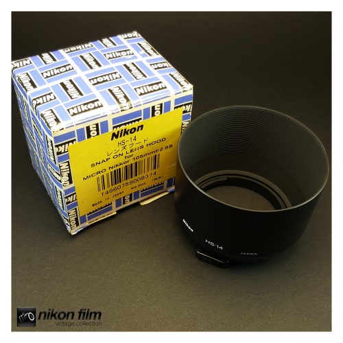 34141 Nikon HS 14 Hood 105mm f2.8 AI S Snap on Boxed 1 scaled